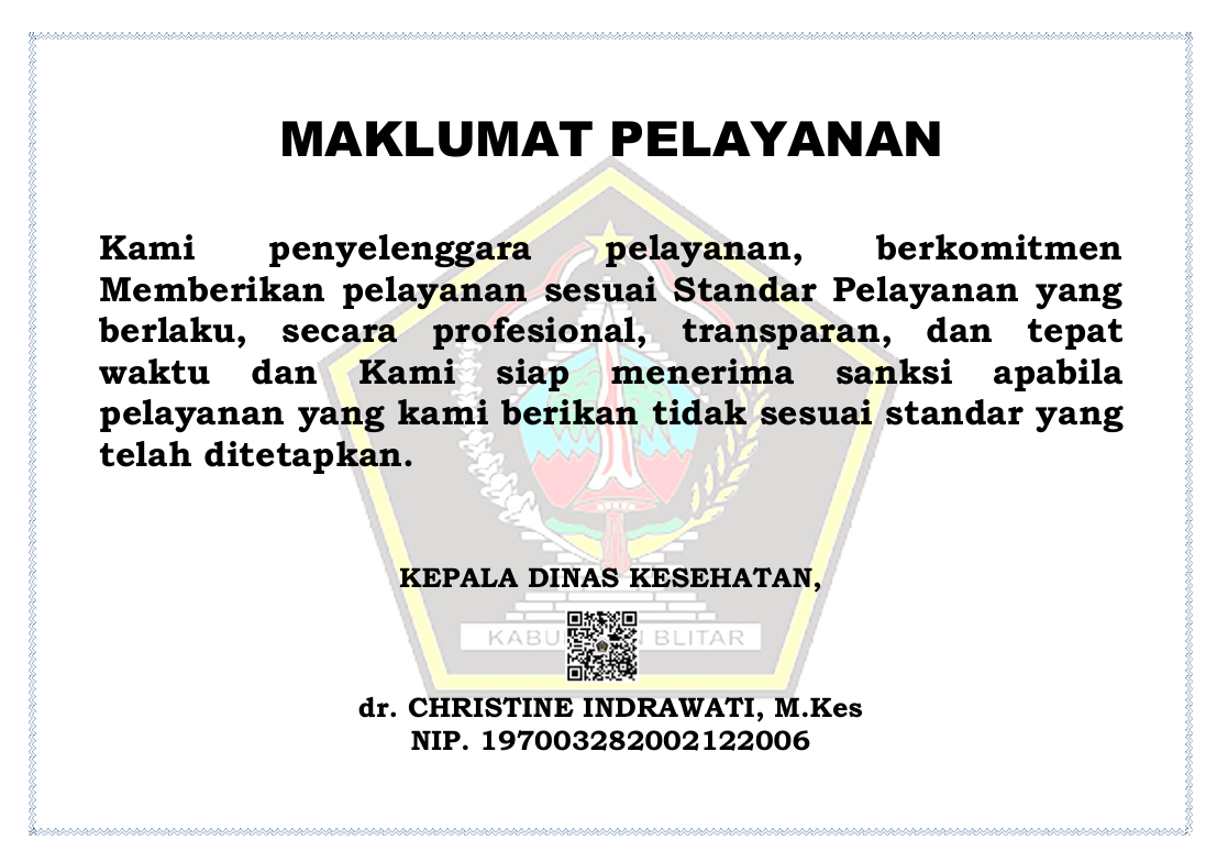 Maklumat Pelayanan Dinas Kesehatan Kabupaten Blitar